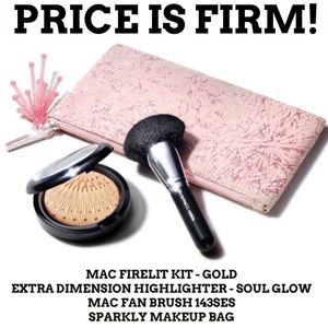 MAC FIRELIT KIT - HIGHLIGHTER, BRUSH, BAG SET